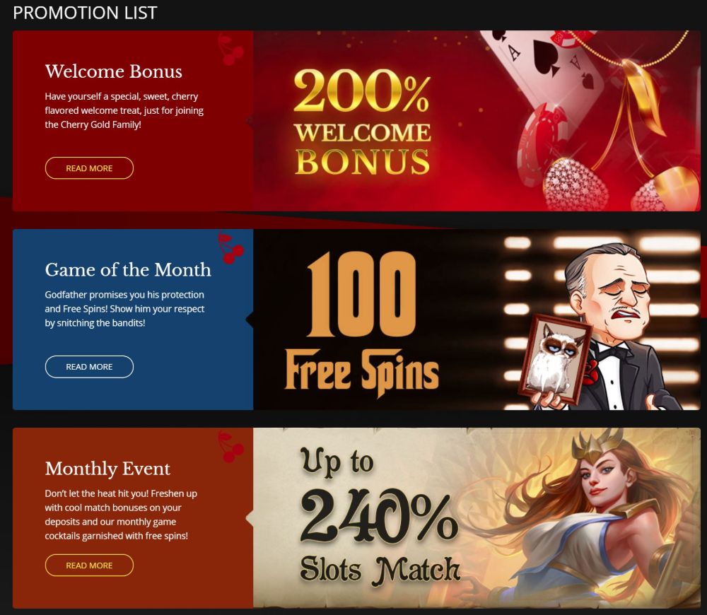 cherry gold casino bonuses and promotions