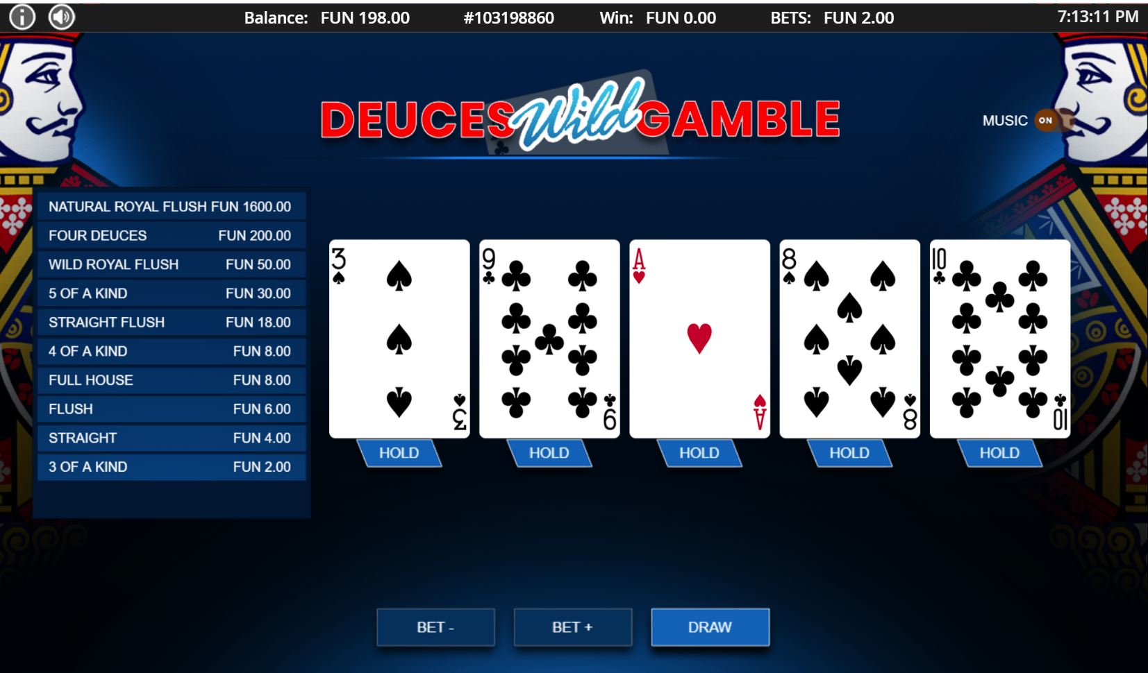 video poker dueces wild
