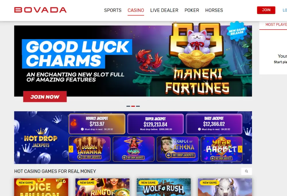 bovada casino web page