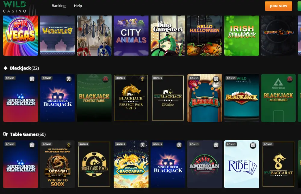 wild casino website