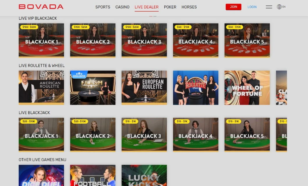 Bovada Live Dealer