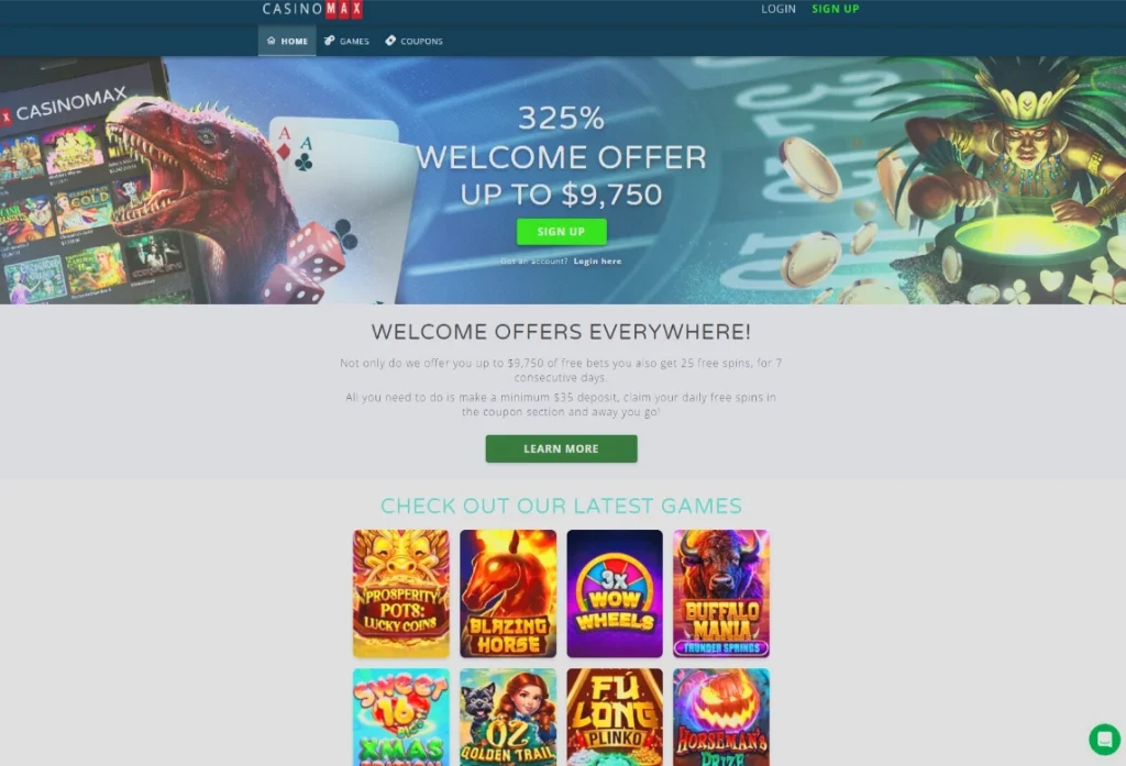 Casino Max lobby on desktop and phone