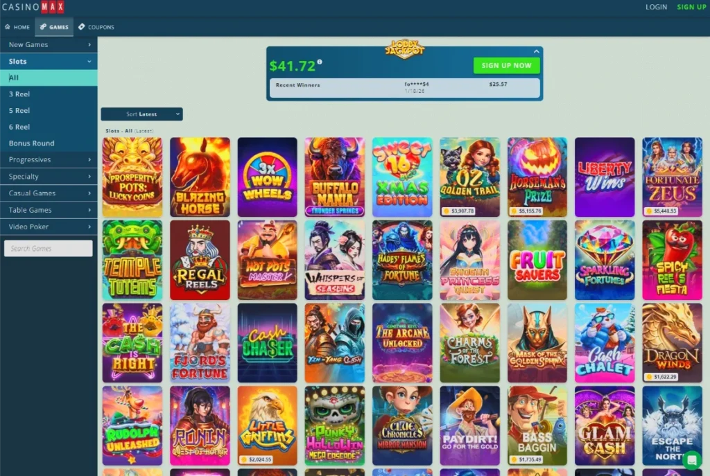 Casino Max slots lobby