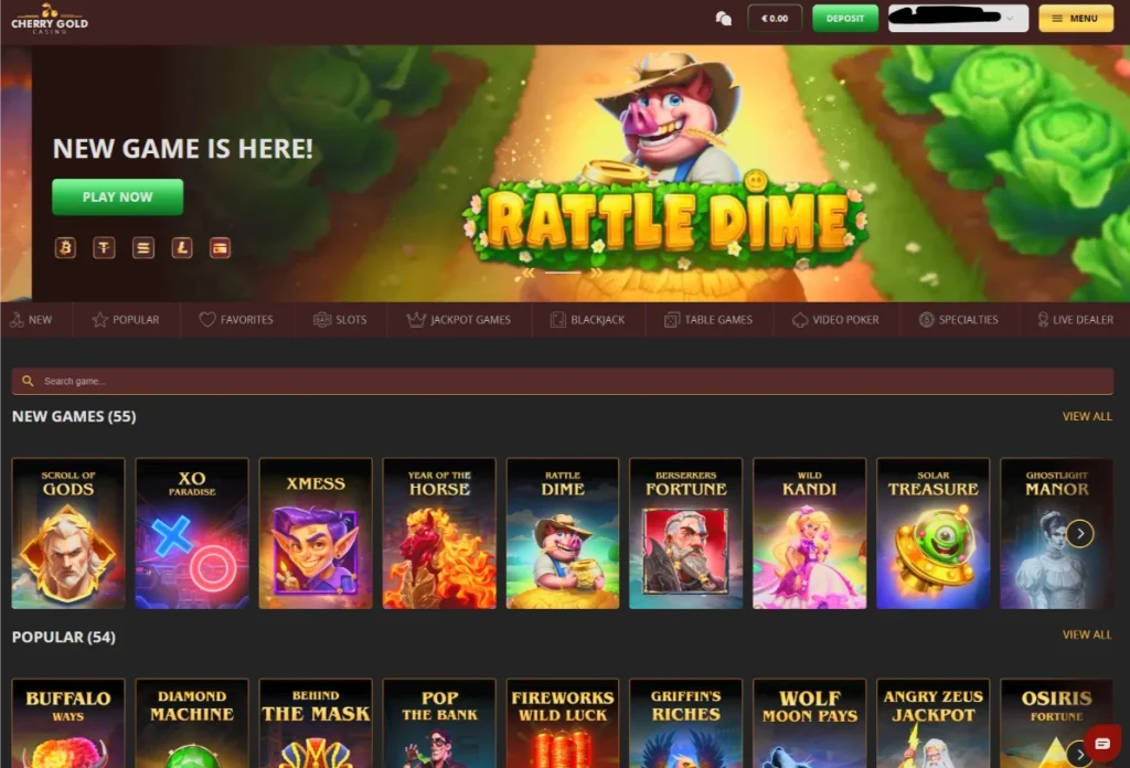Cherry Gold slots lobby