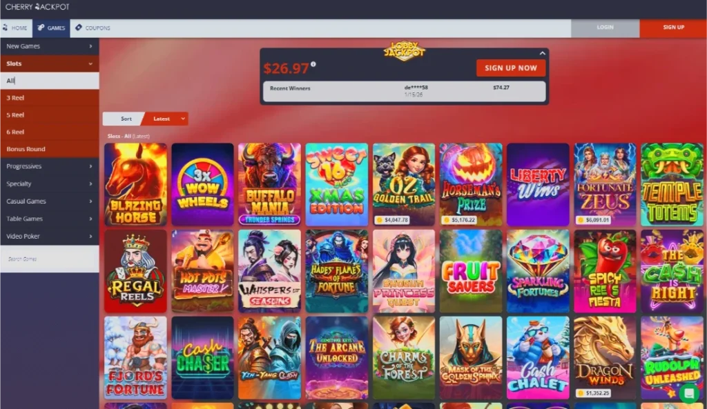 Cherry Jackpot casino lobby