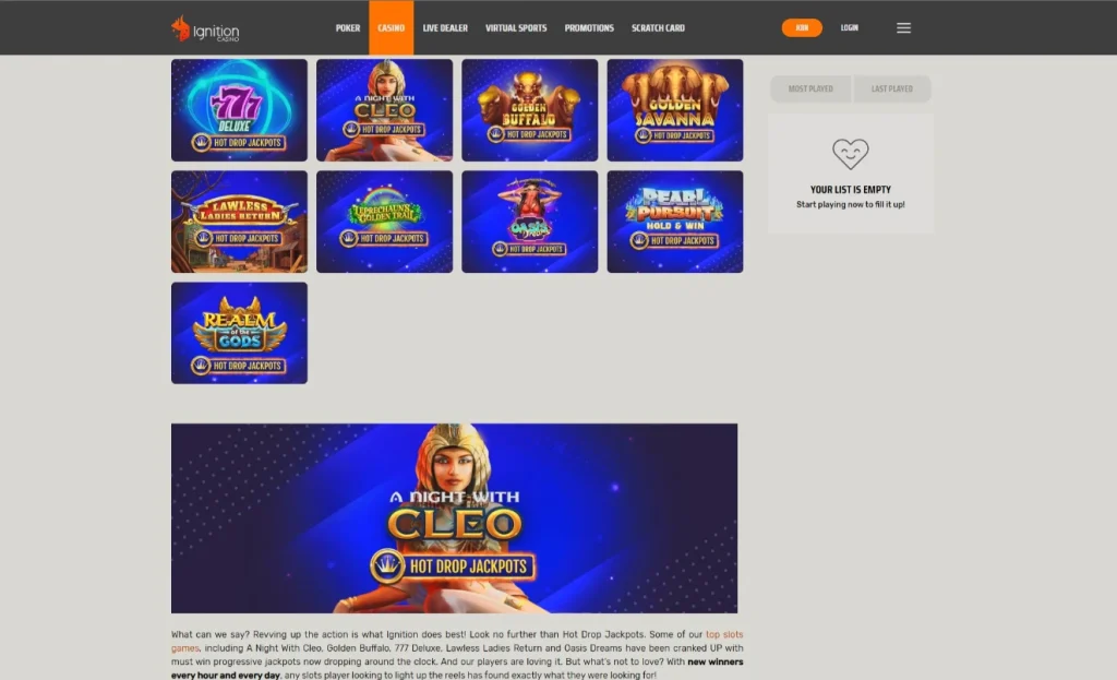 Ignition Hot Drop Jackpots