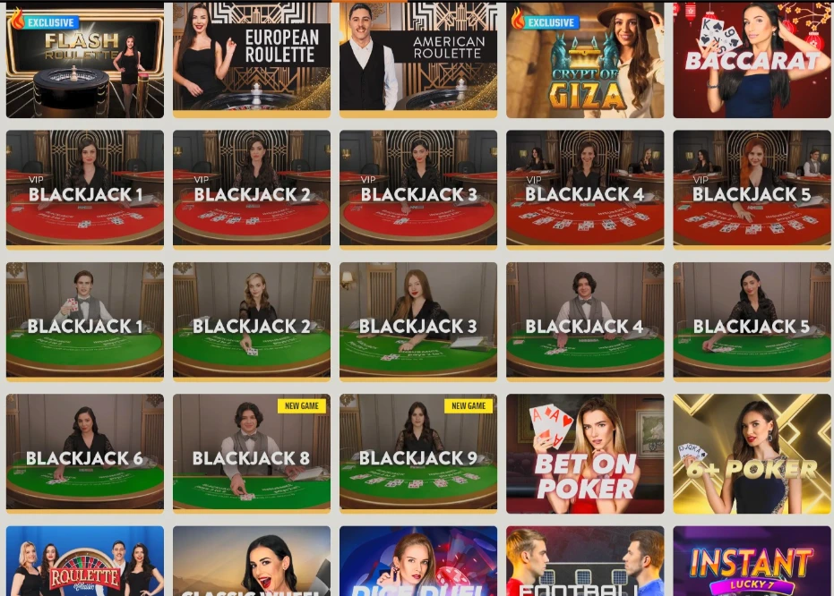 Live Blackjack Lobby Selection