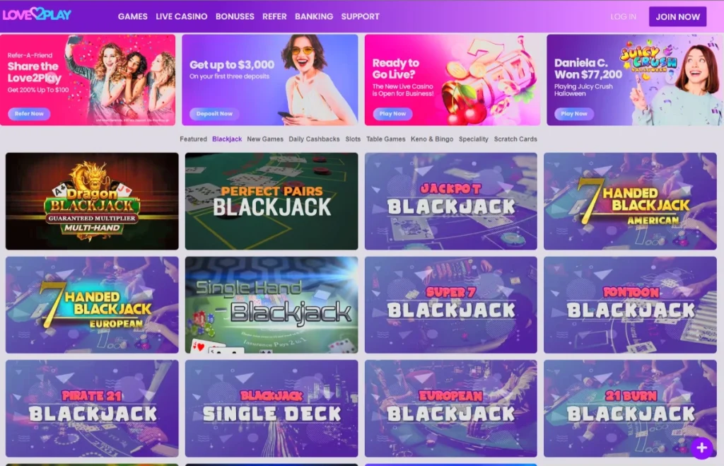Love2Play blackjack games