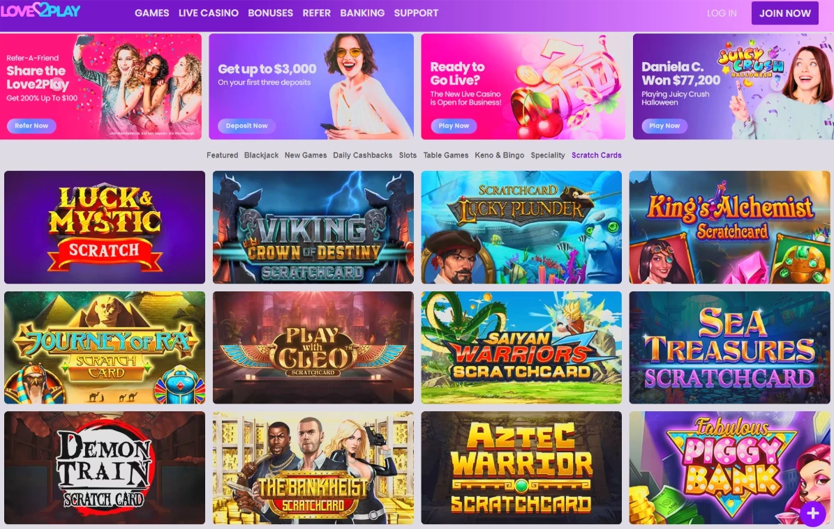 Love2Play Scratch Cards