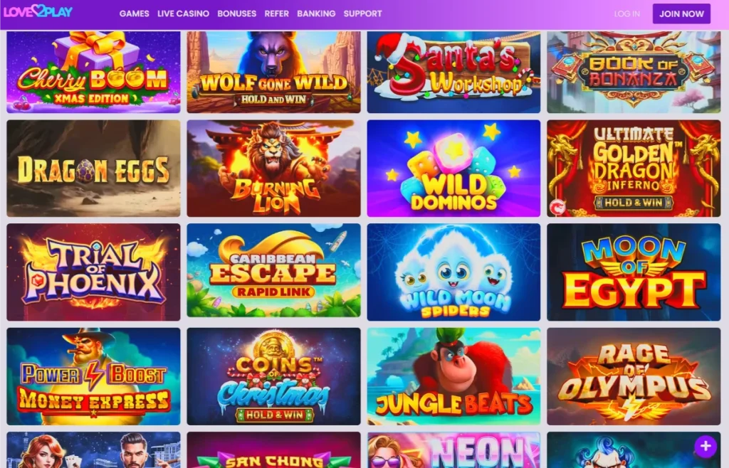 Love2Play slots lobby