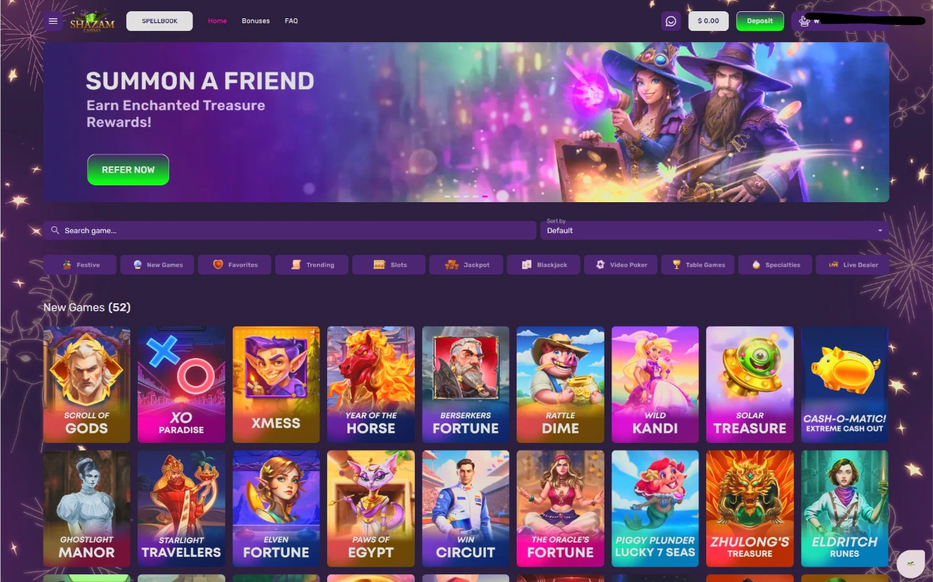 Shazam Casino Homepage 2026