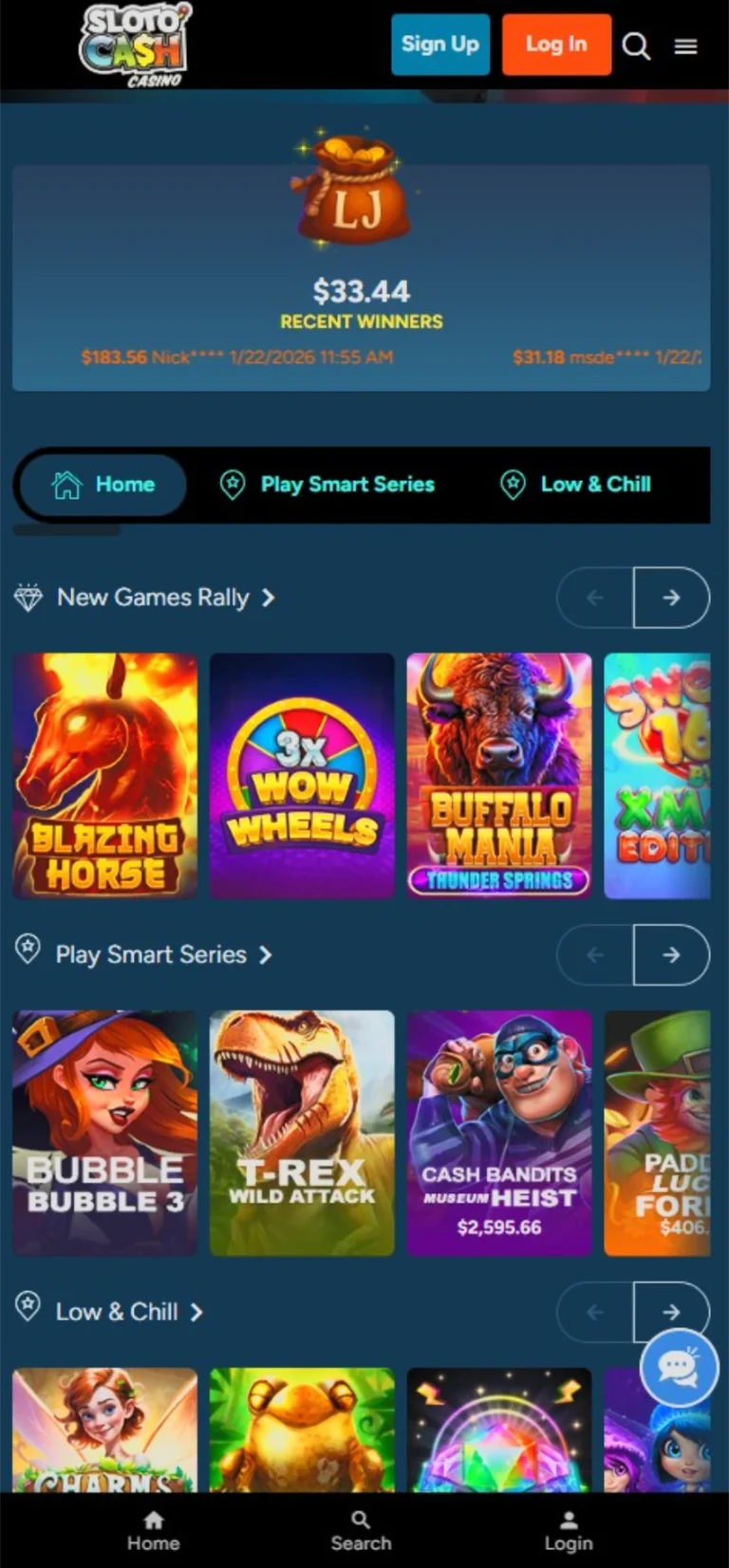 Sloto'Cash home page on desktop and phone on a phone