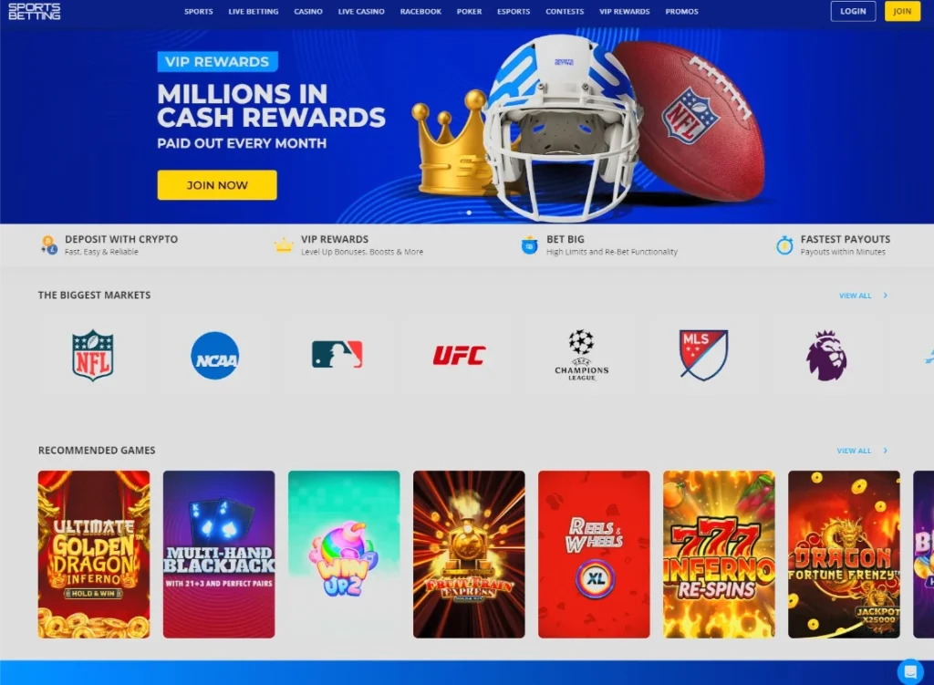 SportsBetting.ag home page