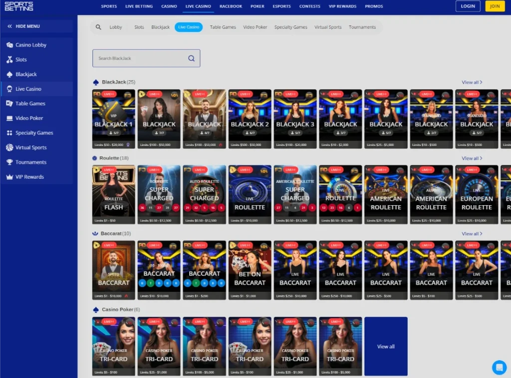 SportsBetting.ag live casino