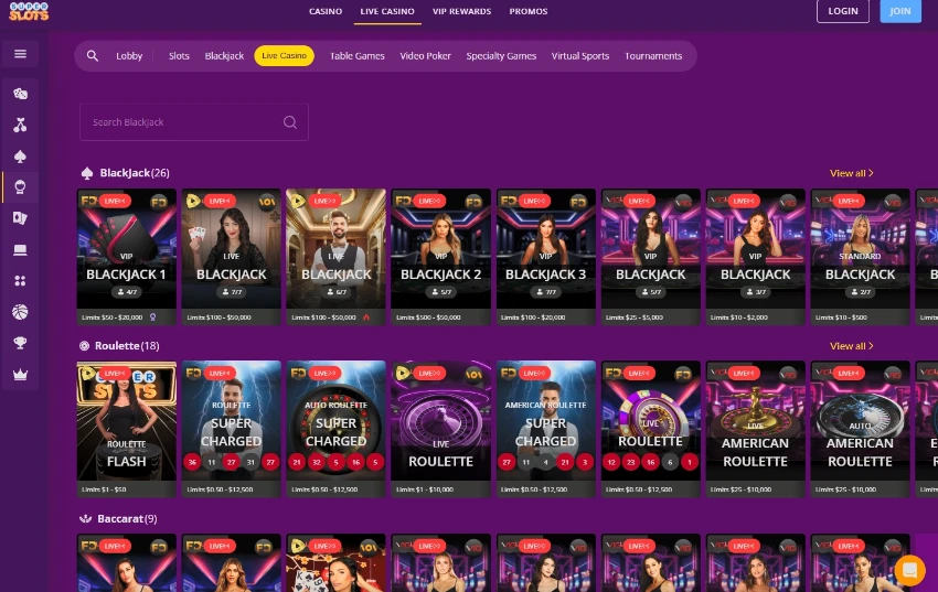 Super Slots Live Dealer