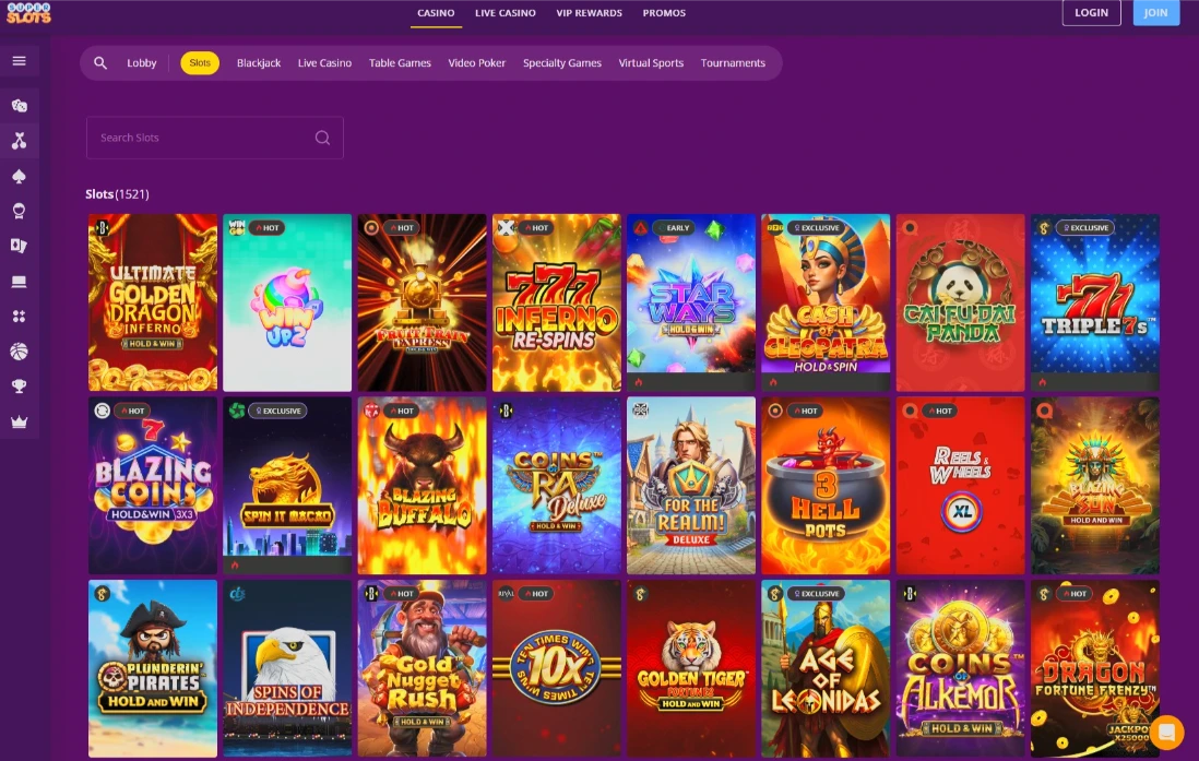 Super Slots Interface 2026