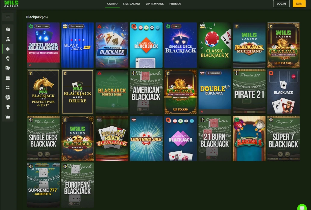 Wild Casino Single Deck Blackjack