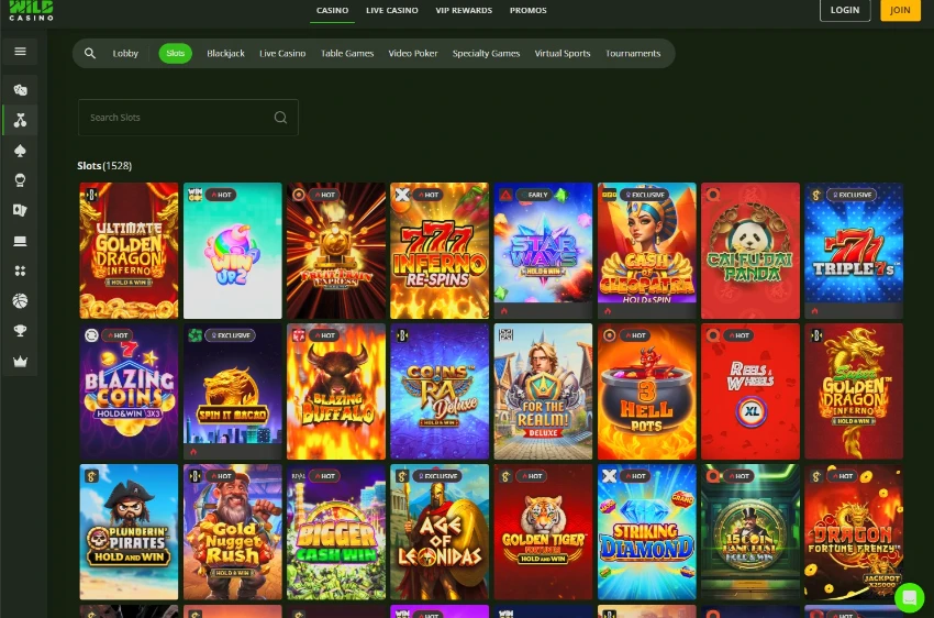 Wild Casino Slots Lobby