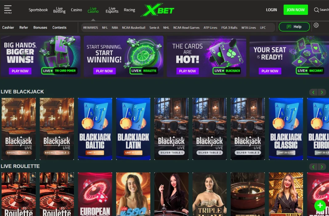 xbet live casino lobby