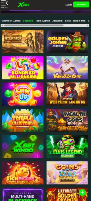 XBet Mobile Interface