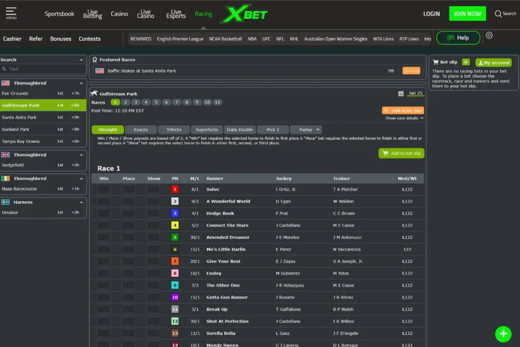 XBet racebook