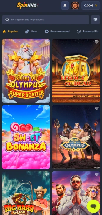 SpinHub casino lobby on desktop and phone on a phone