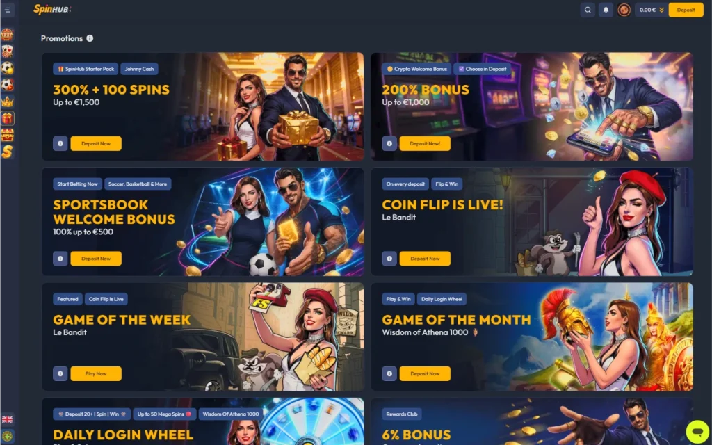 SpinHub promotions page